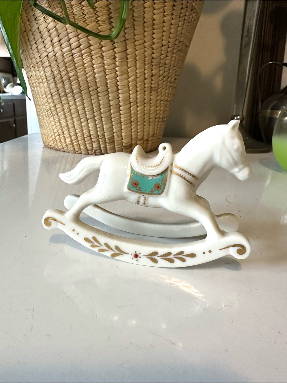 Lenox 1992 Retired Rocking Horse Ornament Collectible Christmas White Porcelain